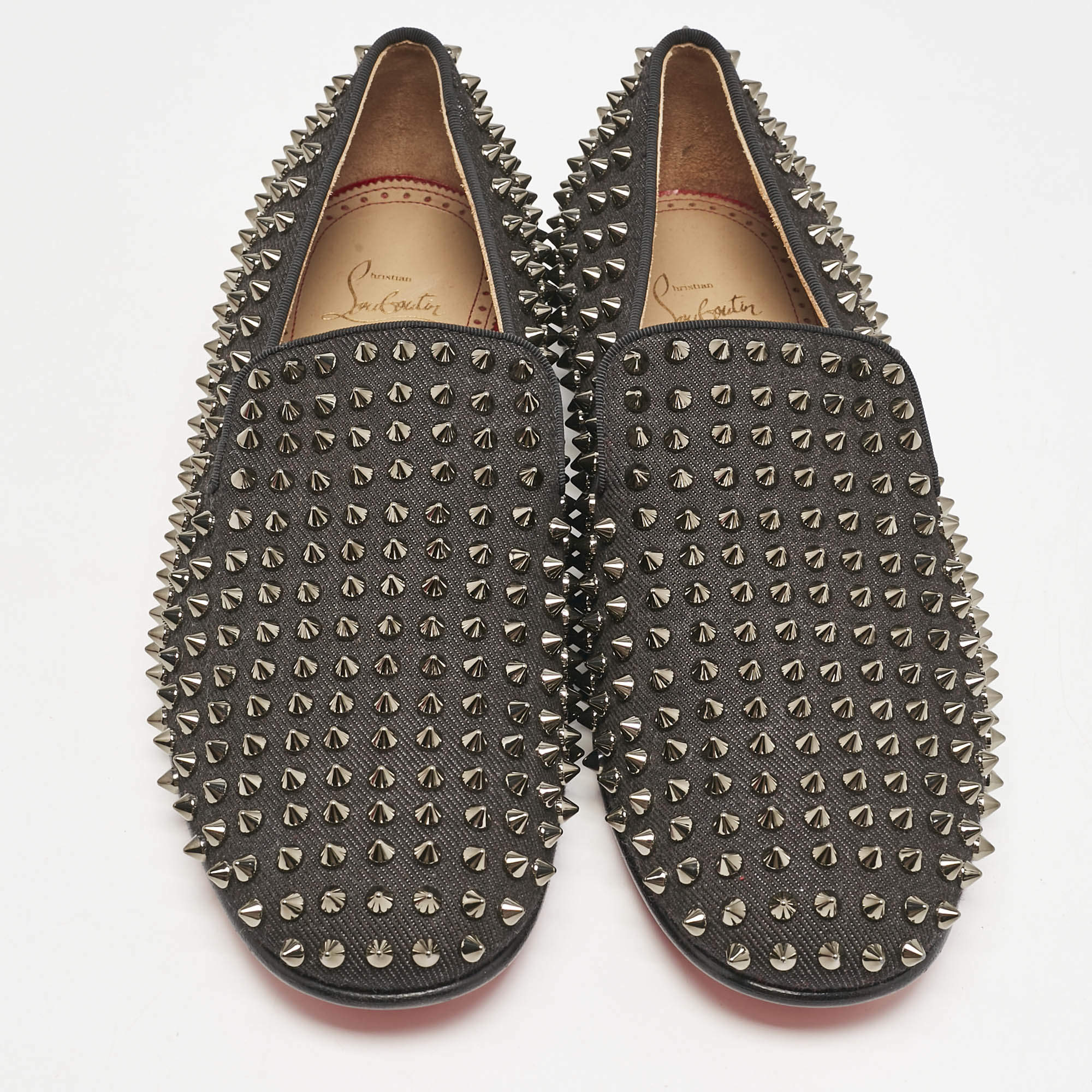 ルブタン　Dandelion spikes 41.5 Christian Louboutin Black Canvas Dandelion Spikes Loafers