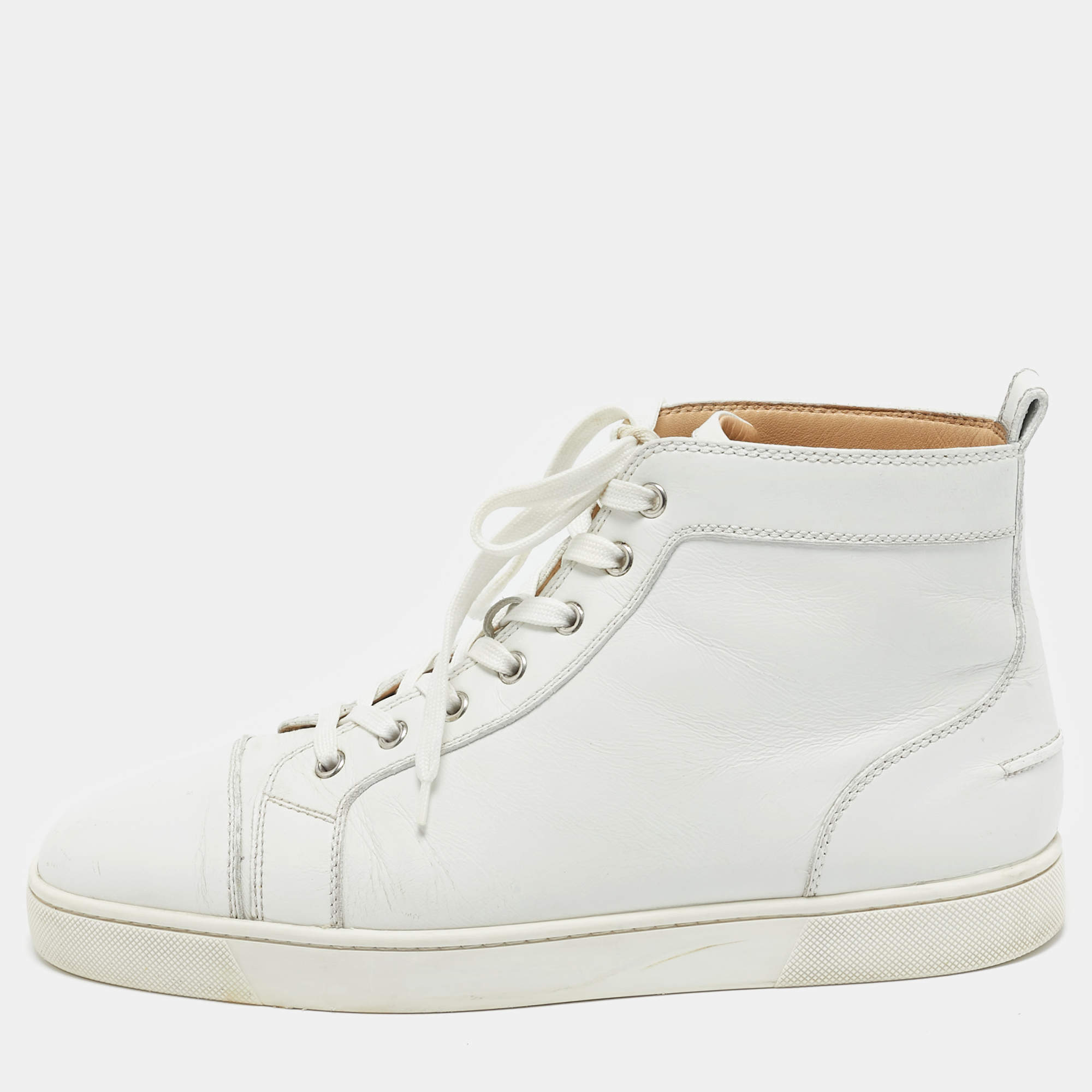 Christian Louboutin White Leather Louis High Top Sneakers Size 43 