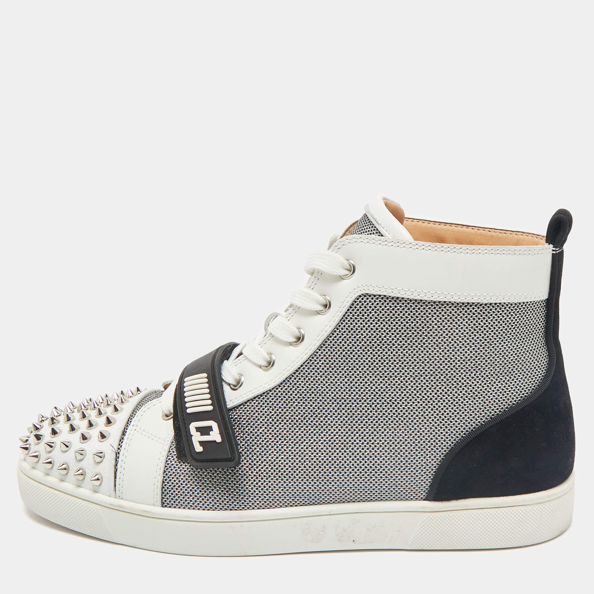 Christian Louboutin Multicolor Leather and Suede Lou Spikes Sneakers Size 43.5