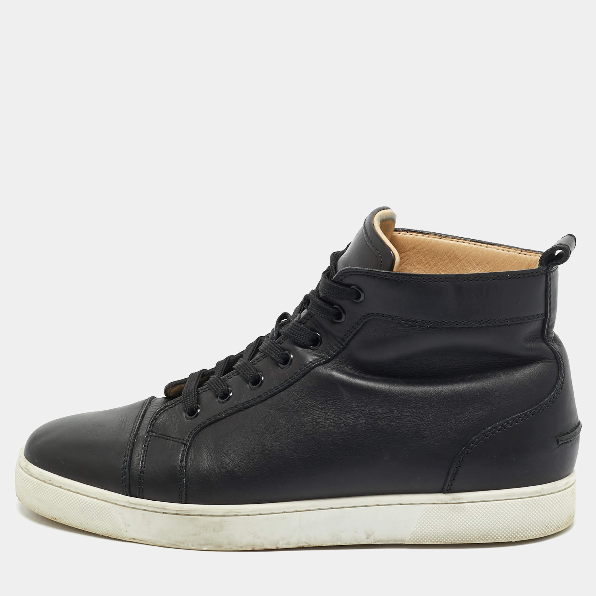 Christian Louboutin Black Leather Louis High Top Sneakers Size 42.5