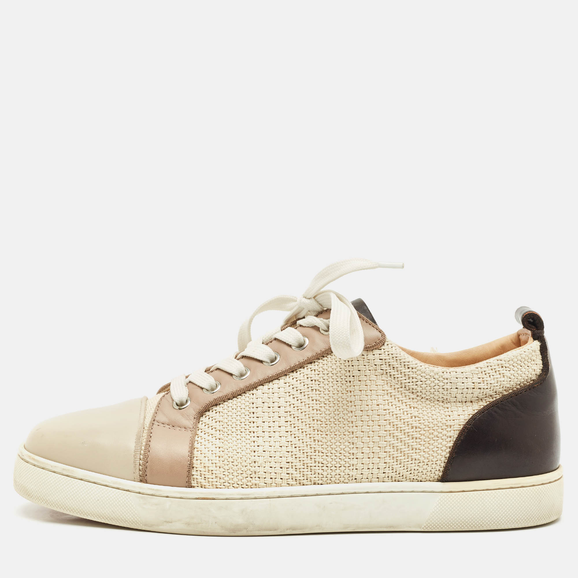 Christian Louboutin Multicolor Woven Fabric and Leather Junior Orlato Sneakers Size 40.5