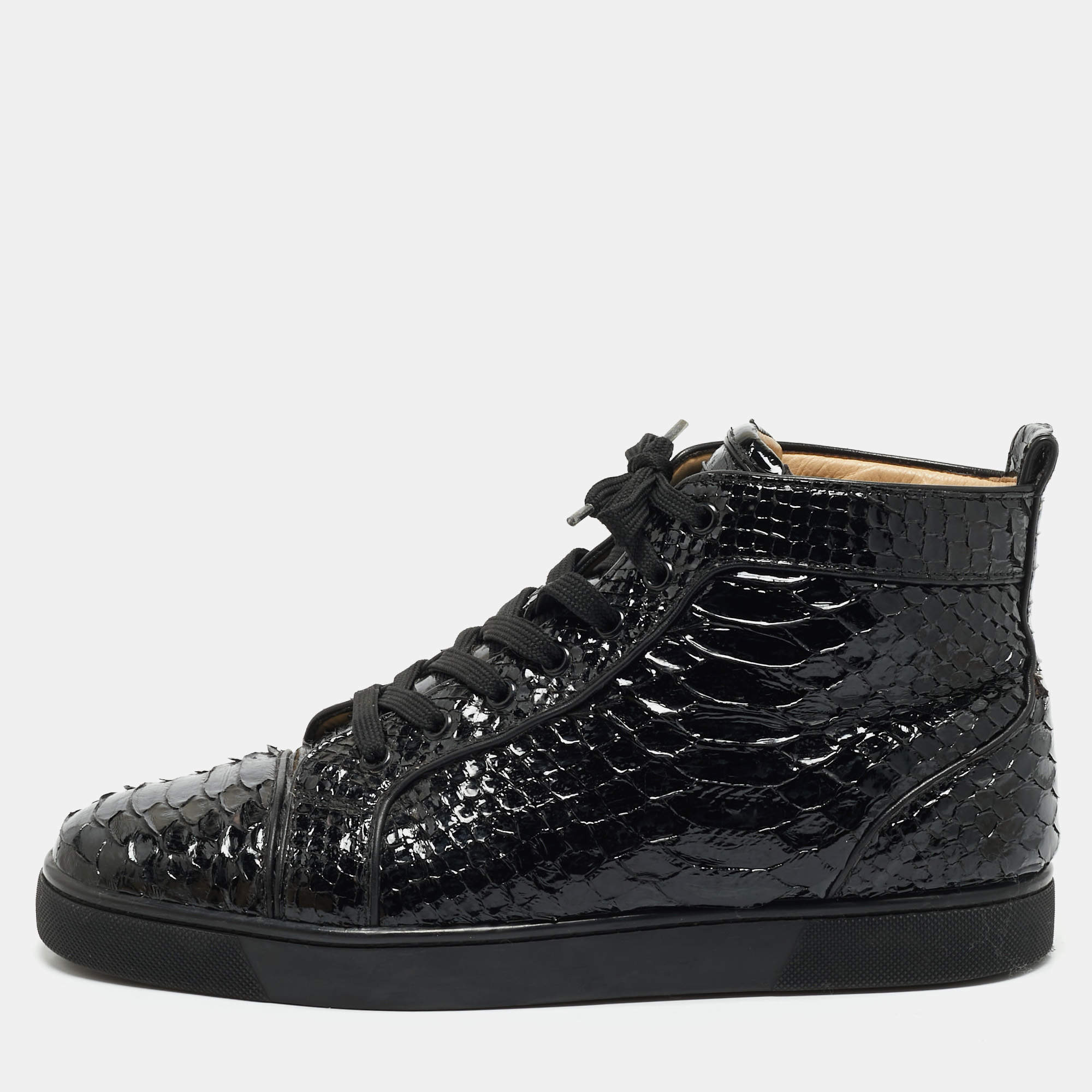 Christian Louboutin Black Python Louis Orlato Sneakers Size 43
