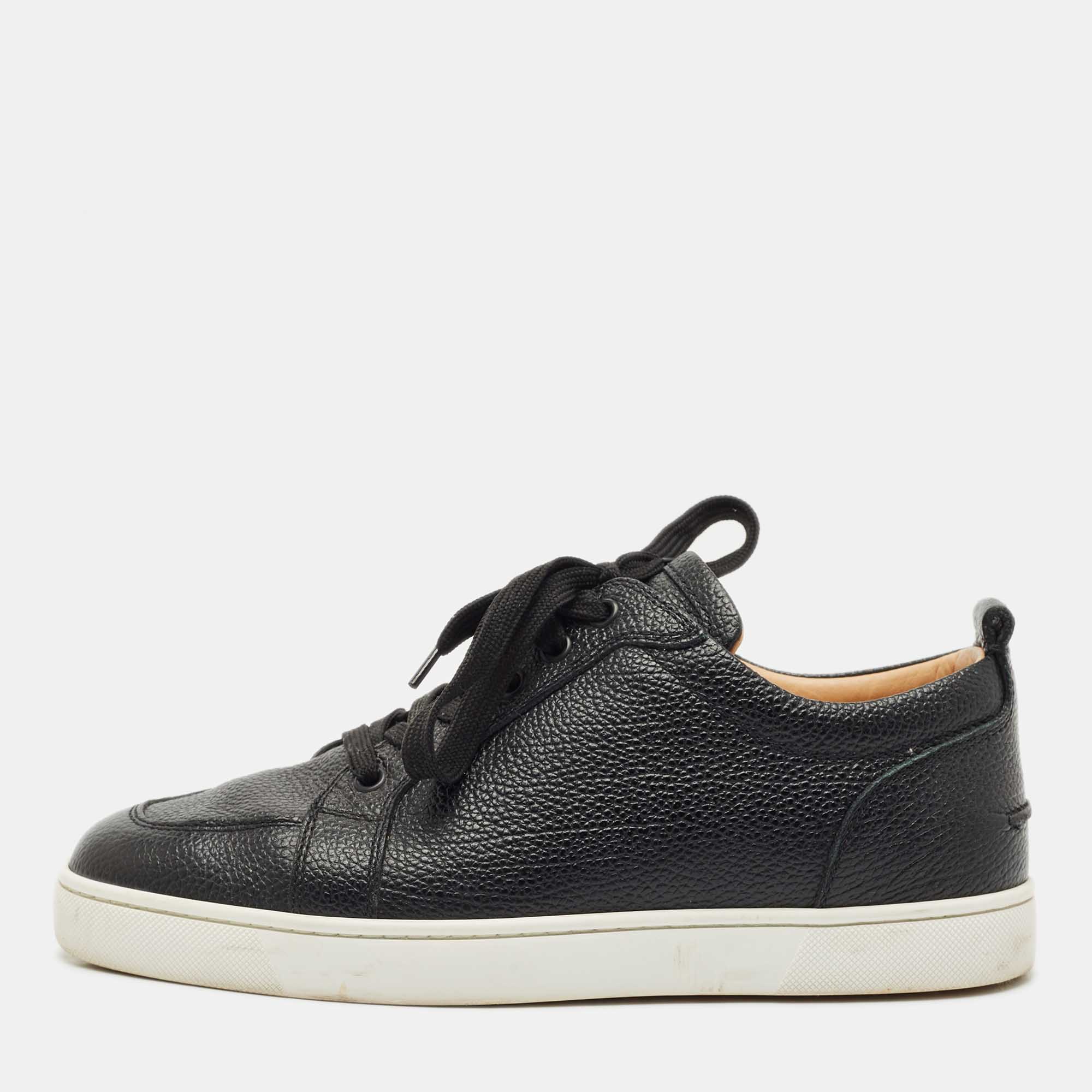 Pre Owned Christian Louboutin Black Leather Rantulow Sneakers 40.5