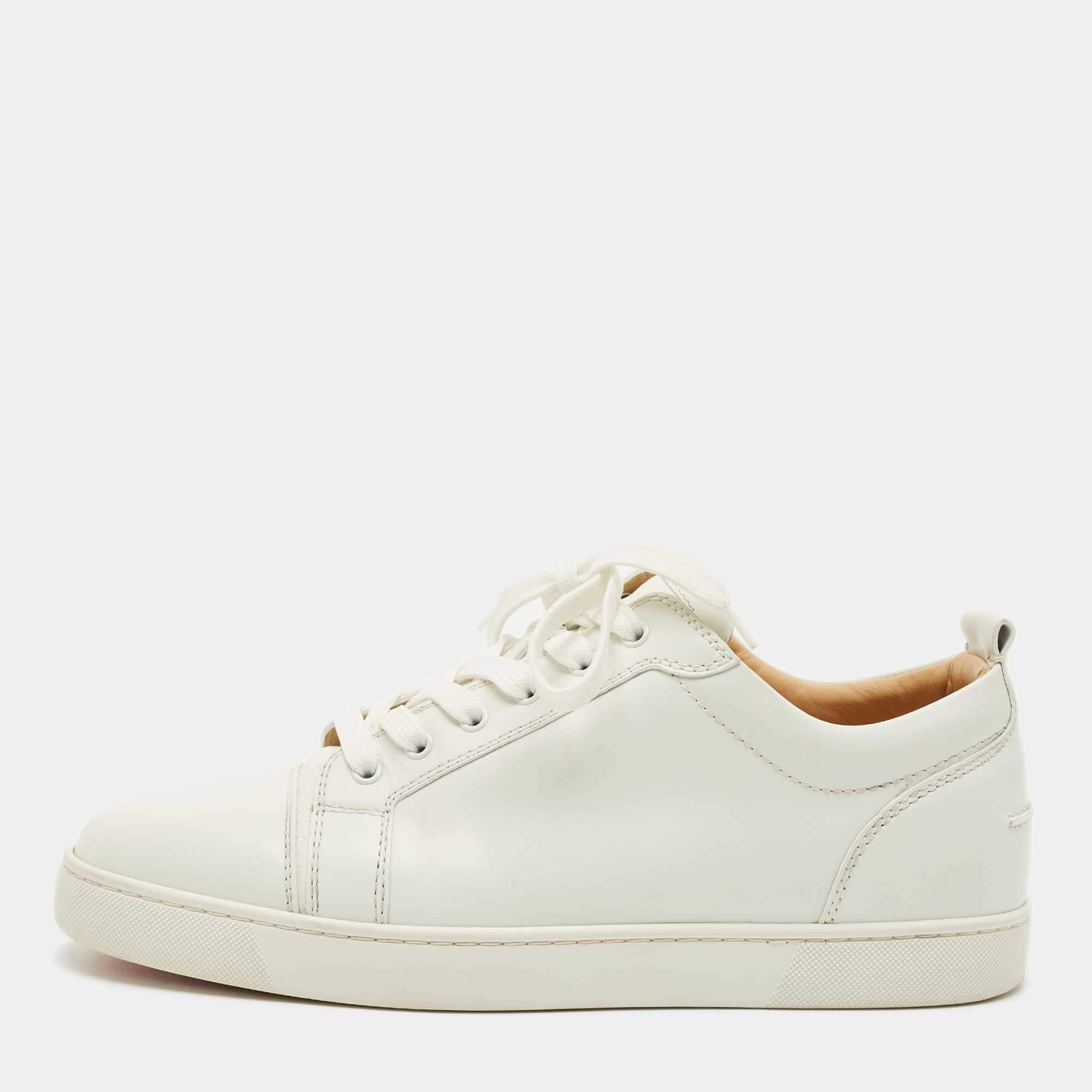 Pre Owned حذاء رياضي كريستيان لوبوتان لويس من الجلد الأبيض مقاس 45