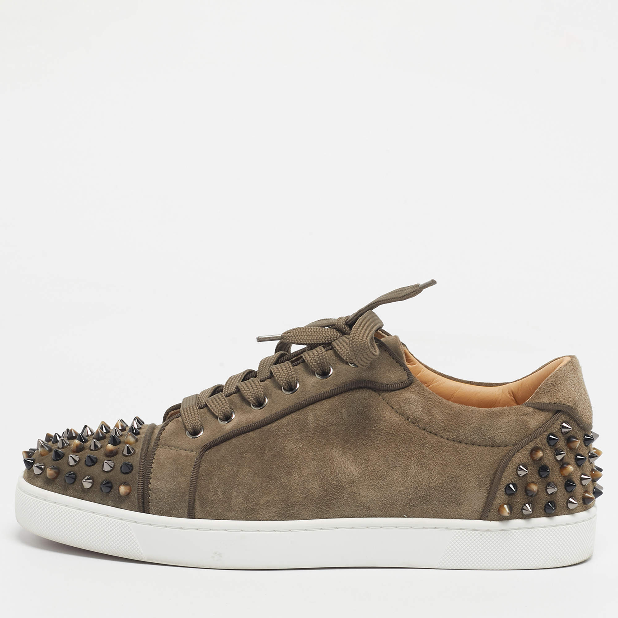 Pre Owned حذاء رياضي كريستيان لوبوتان سيفاستي 2 اورليتو سويدي أخضر زيتوني مقاس 43