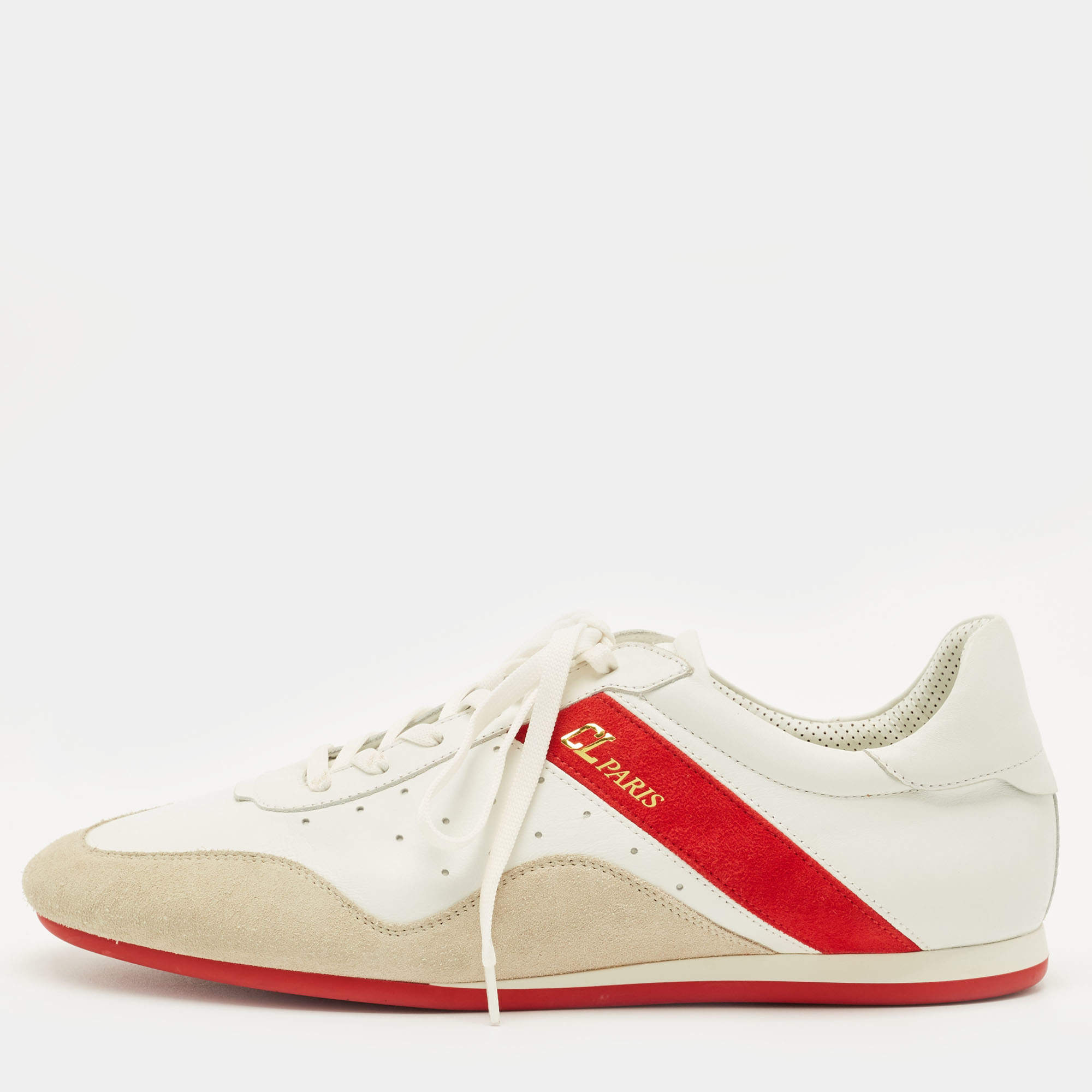 Pre Owned Christian Louboutin Tricolor Leather and Suede My K Low Sneakers Size 43