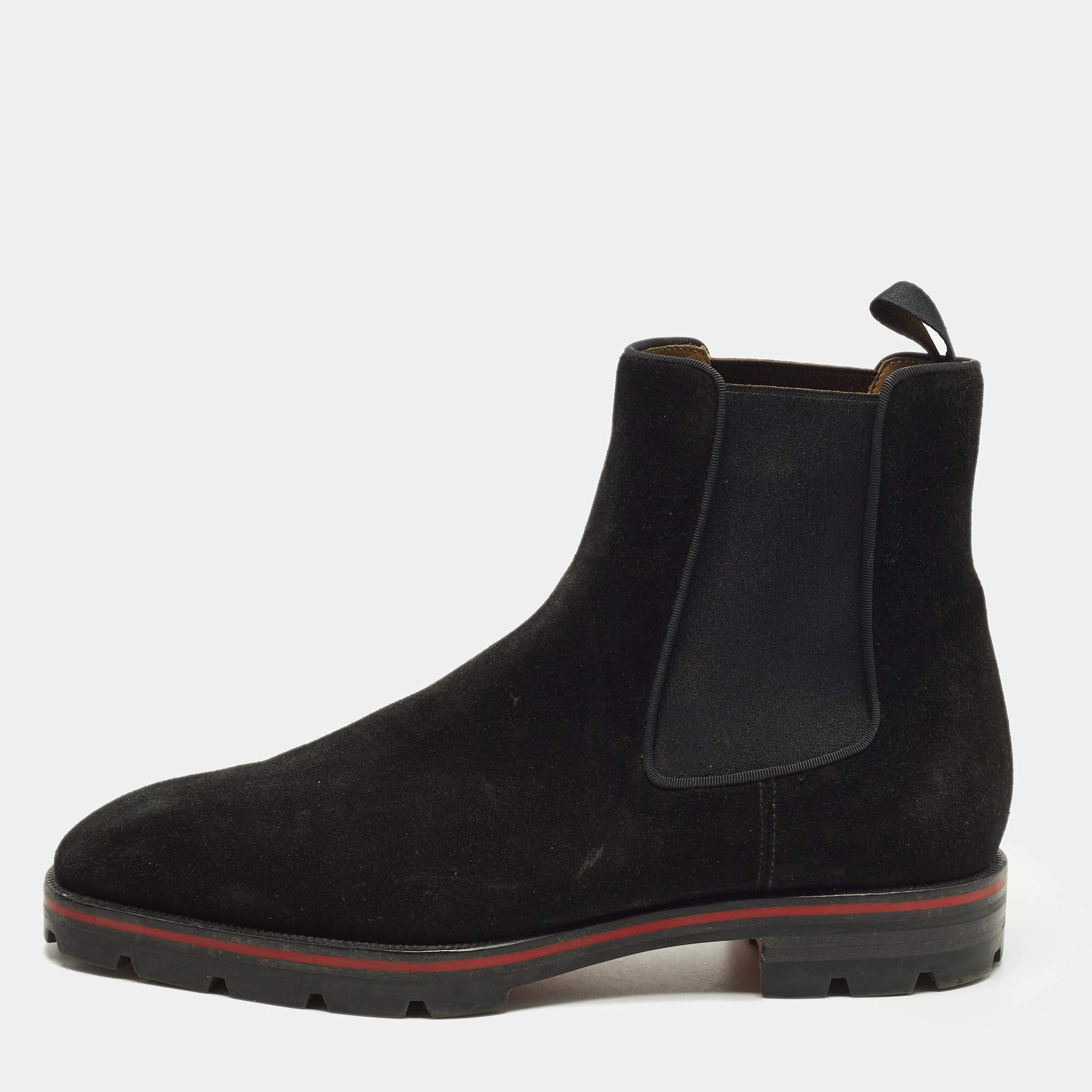 Pre Owned Christian Louboutin Size 43 Black Suede Chelsea Boots
