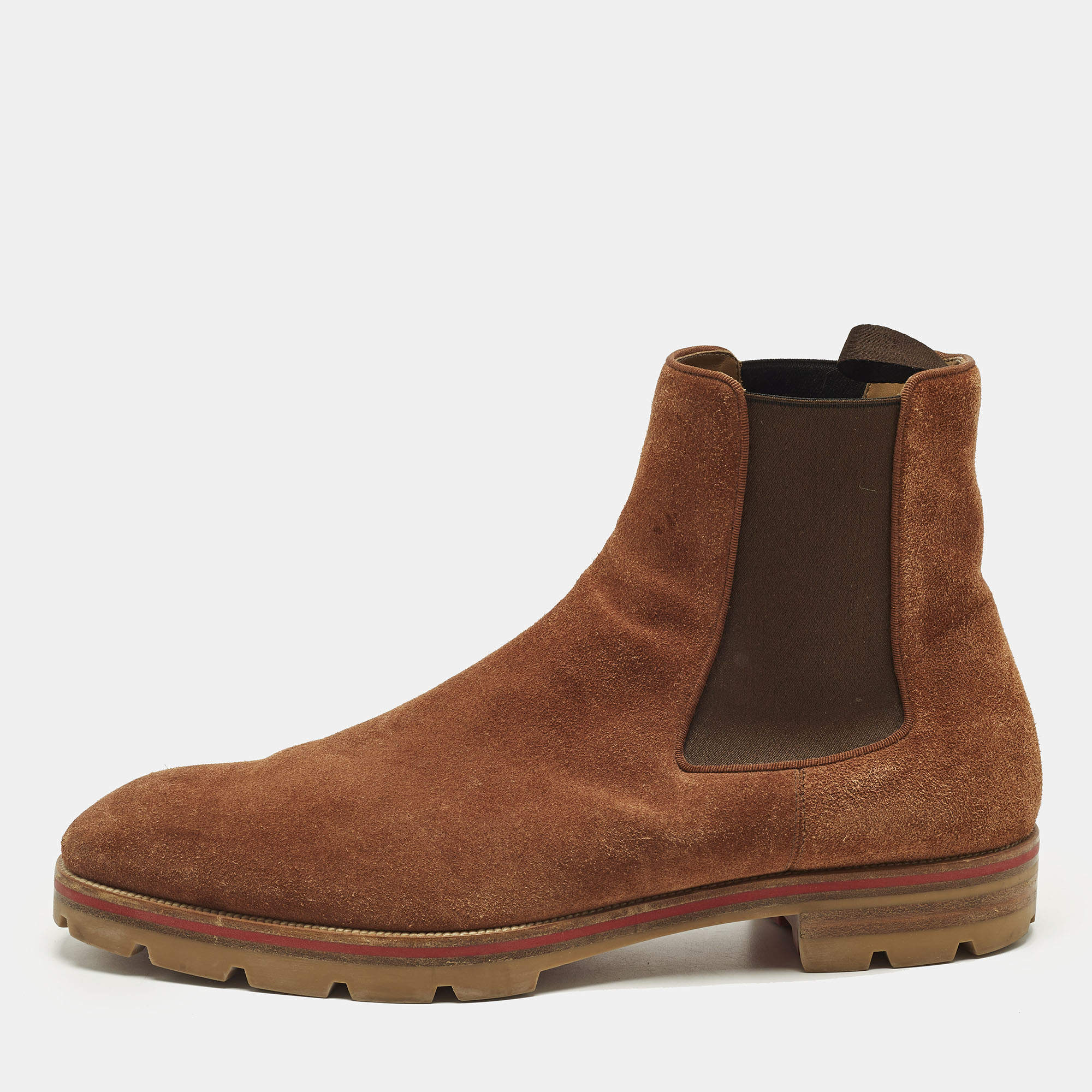مملوكة مسبقًا Christian Louboutin Alpinono Size 45.5 Brown Suede Chelsea Boots