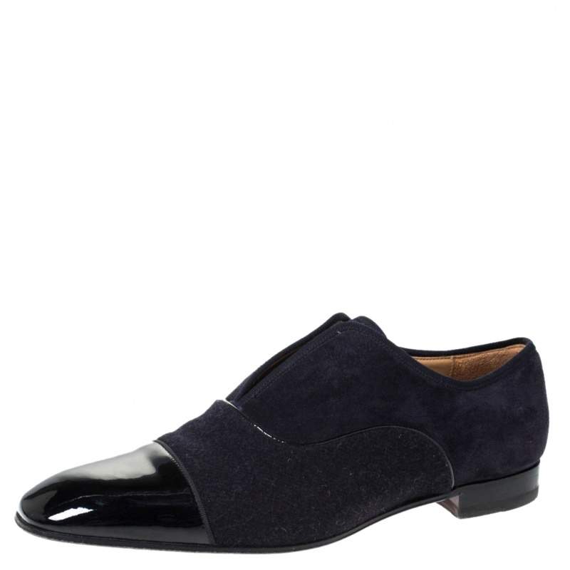 Christian Louboutin Two Tone Suede and Felt Alpha Male Slip On Oxford Loafers Size 43