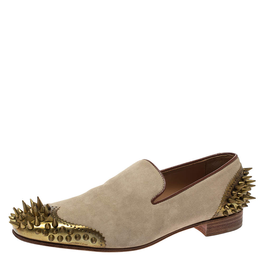 Pre Owned حذاء لوفرز كريستيان لوبوتان "ايرونيتو" سويدي بيج مقاس 40