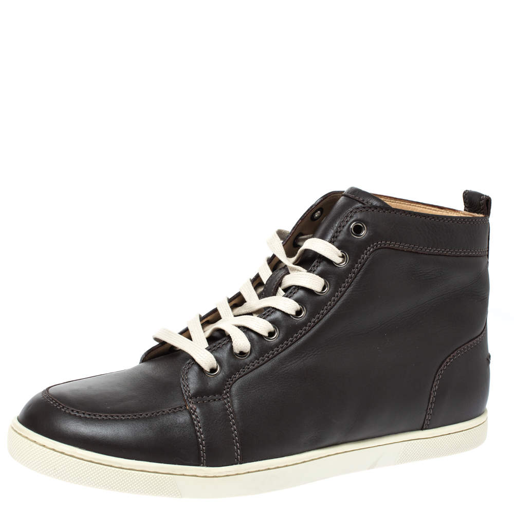 Christian Louboutin Dark Grey Leather Louis High Top Sneakers Size 41.5