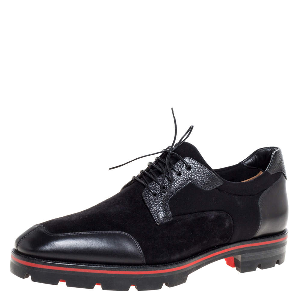 Christian Louboutin Black Leather And Suede 'Simon' Derby Size 41.5
