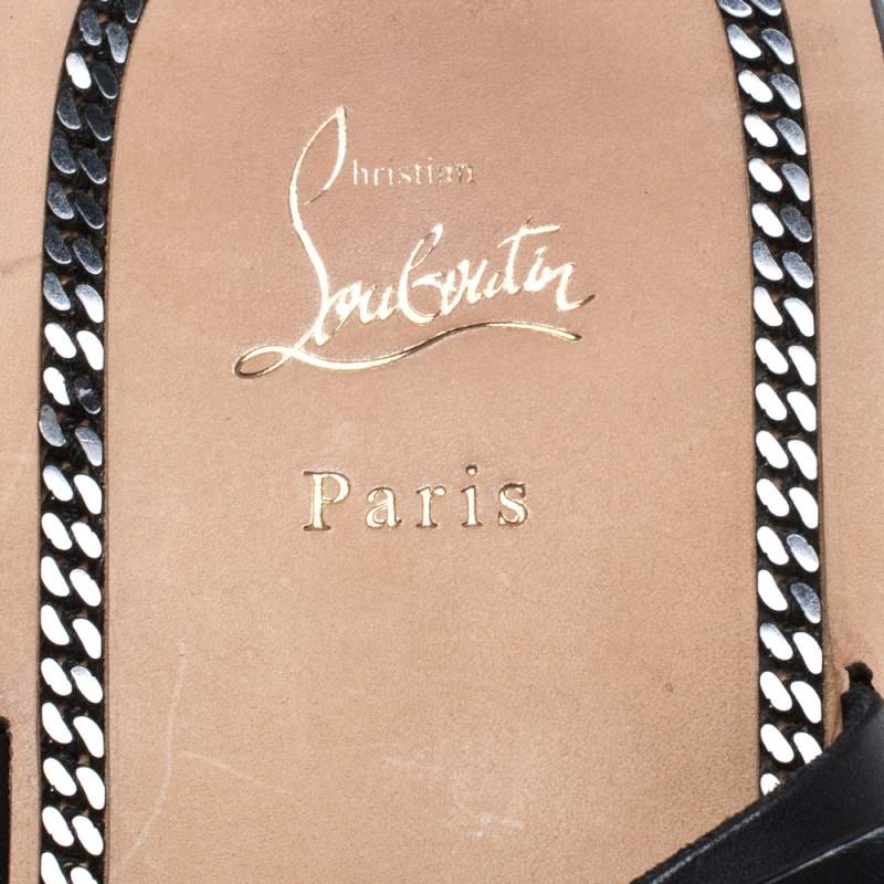 Christian Louboutin Black Leather Frere Simon Flat Sandals Size 45  Christian Louboutin | The Luxury Closet