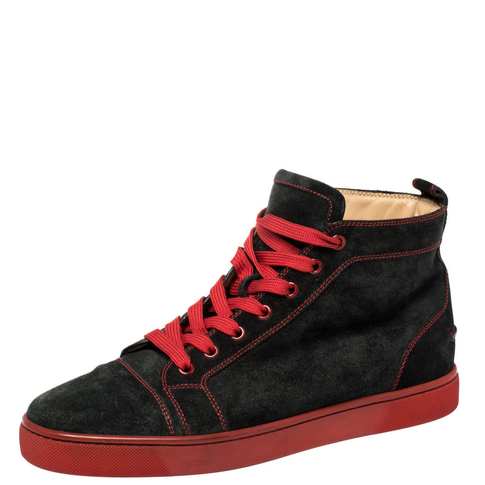 Christian Louboutin Black Suede Louis High Top Sneakers Size 42