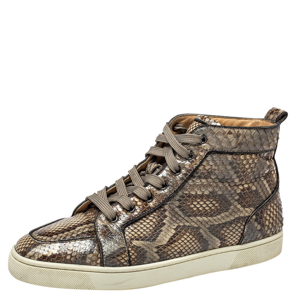 Christian Louboutin Grey Python Orlato High Top Sneakers Size 42.5