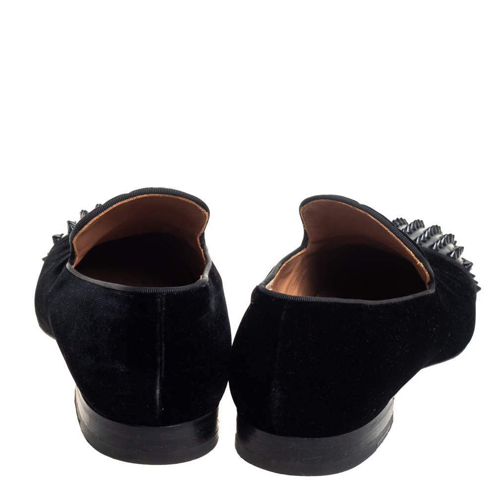 Christian Louboutin Men's Velvet Cap-Toe Smoking Slippers - Black