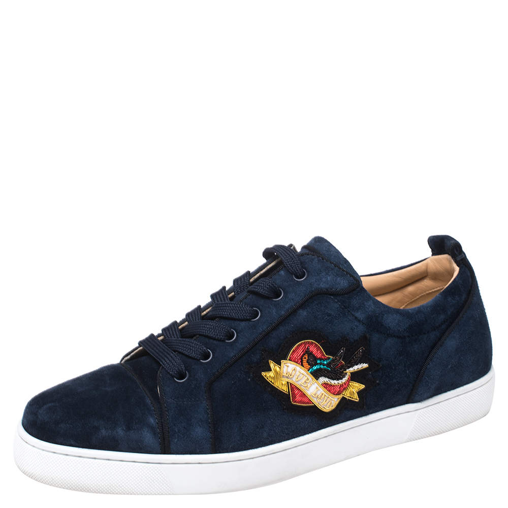 Pre Owned حذاء رياضي كريستيان لوبوتان لوي لوف سويدي أزرق مقاس 44.5