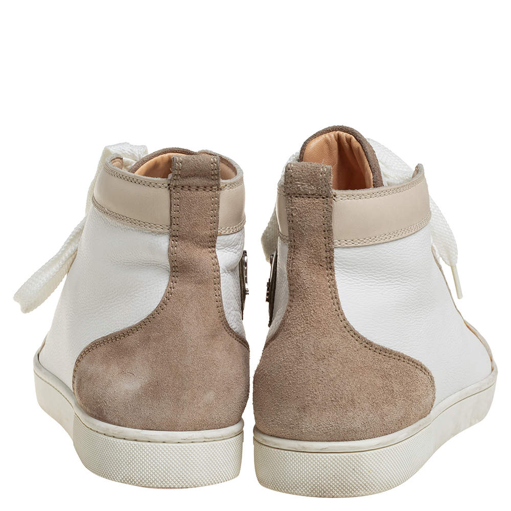 Pre Owned Christian Louboutin Tricolor Suede And Leather Rantus Orlato High Top Sneakers Size 42