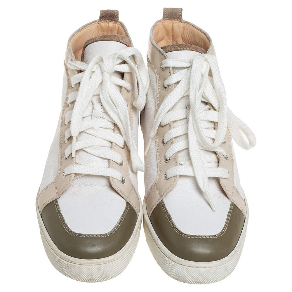 Pre Owned Christian Louboutin Tricolor Suede And Leather Rantus Orlato High Top Sneakers Size 42