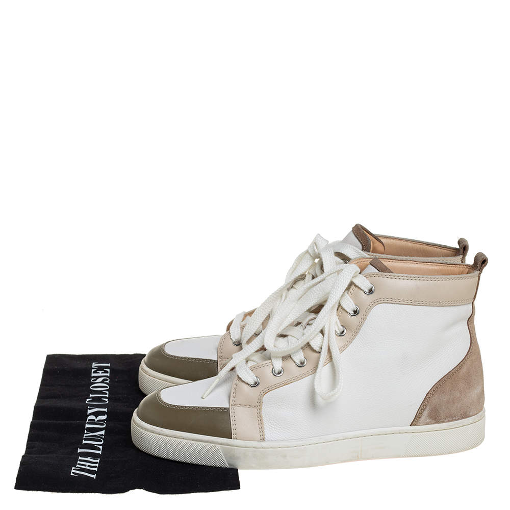 Pre Owned Christian Louboutin Tricolor Suede And Leather Rantus Orlato High Top Sneakers Size 42