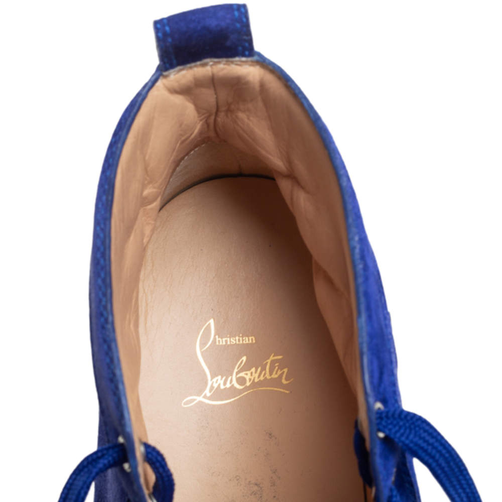 High trainers Christian Louboutin Blue size 11 US in Suede - 27474363