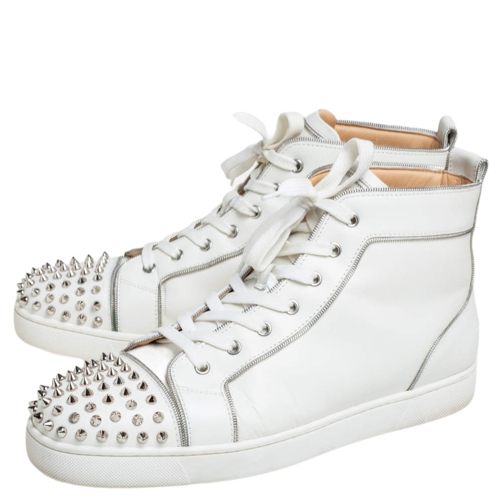 Christian Louboutin Louis Leather High-Top White high top sneakers - Sneak  in Peace