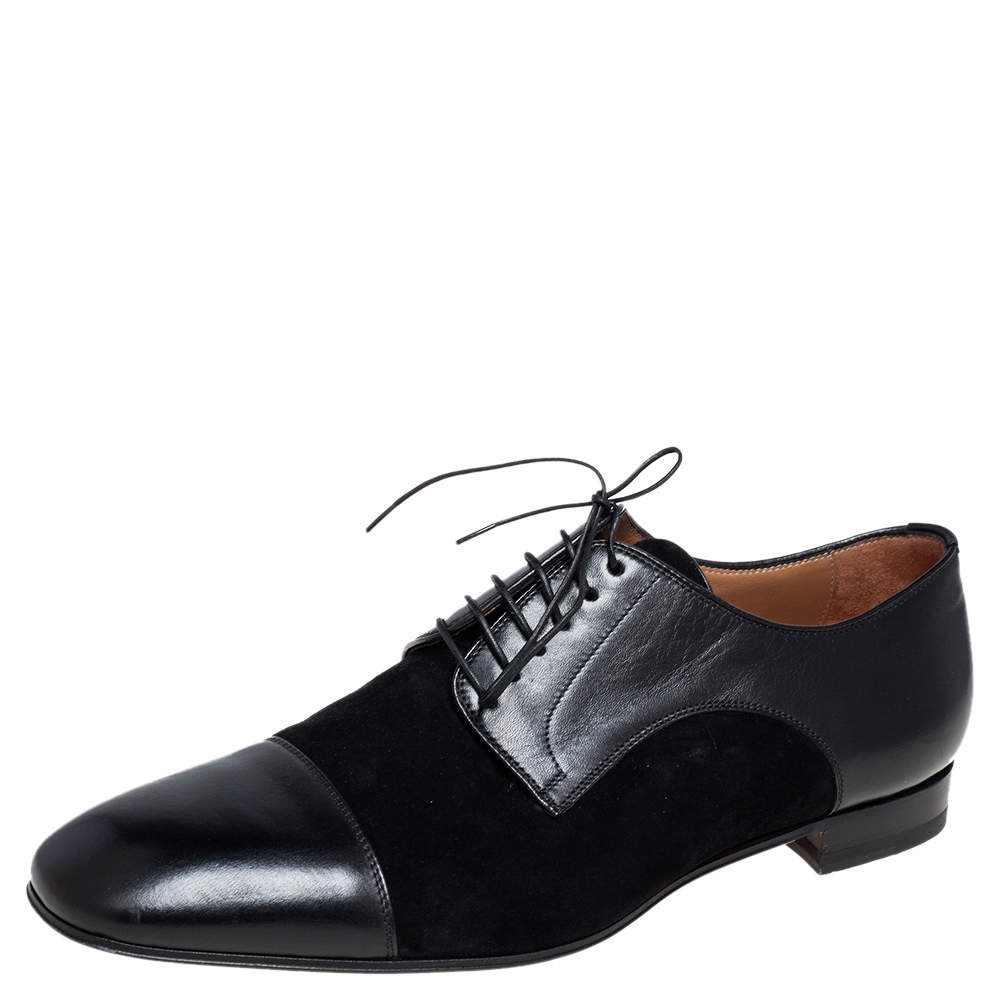 Pre Owned Christian Louboutin Black Leather and Suede Daviol Derby Size 43