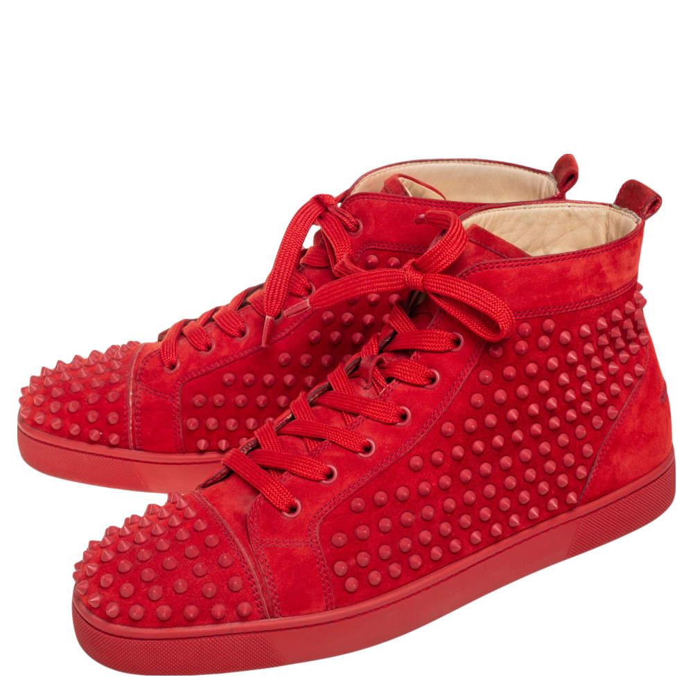 Christian Louboutin Red Suede Galaxtitude High Top Sneakers Size
