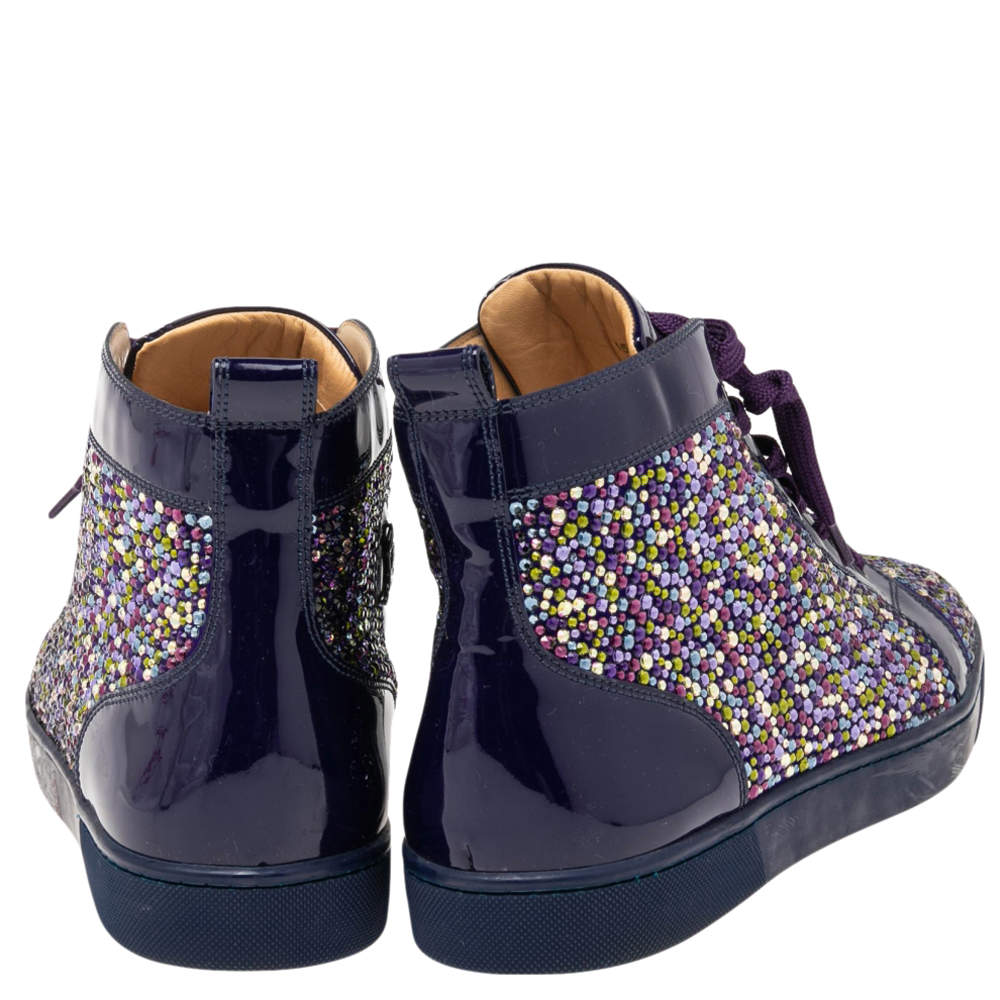 Christian Louboutin Purple Patent Leather Louis Strass High Top Sneakers  Size 45 Christian Louboutin