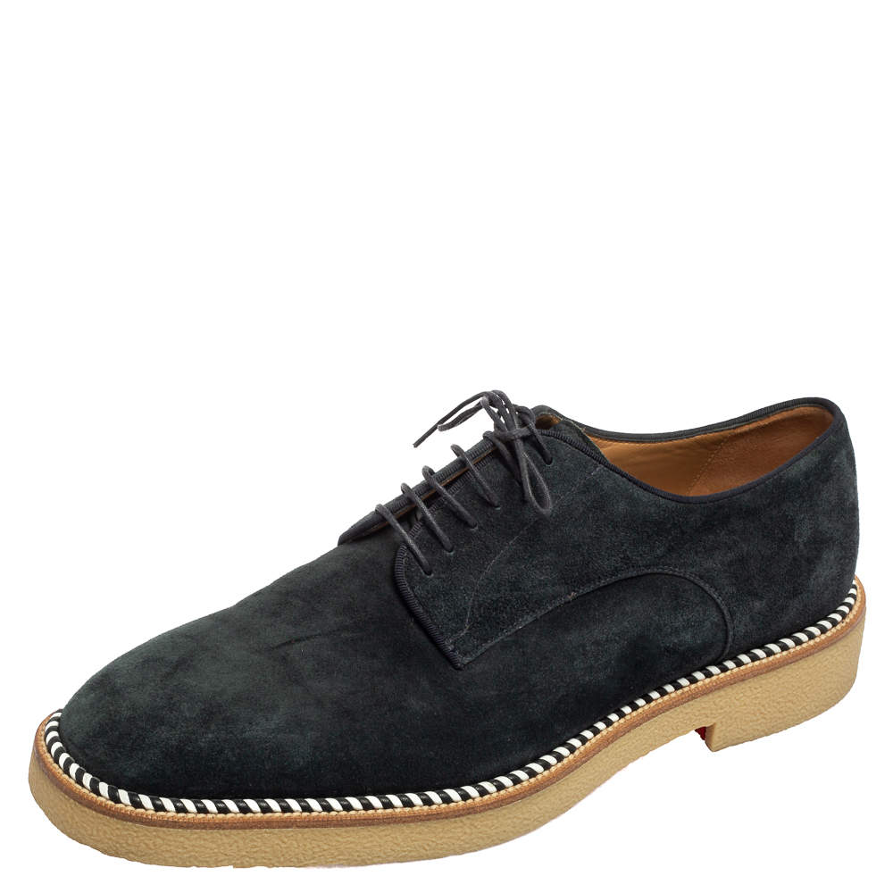 Christian Louboutin Navy Blue Suede Lace-Up Derby Size 41.5