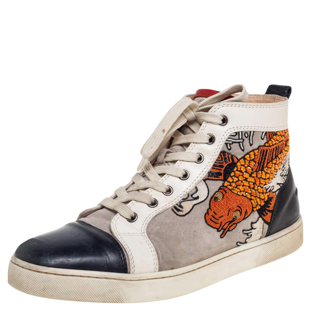 Christian Louboutin Multicolor Leather And Suede  Rantus Orlato High Top Sneakers Size 43