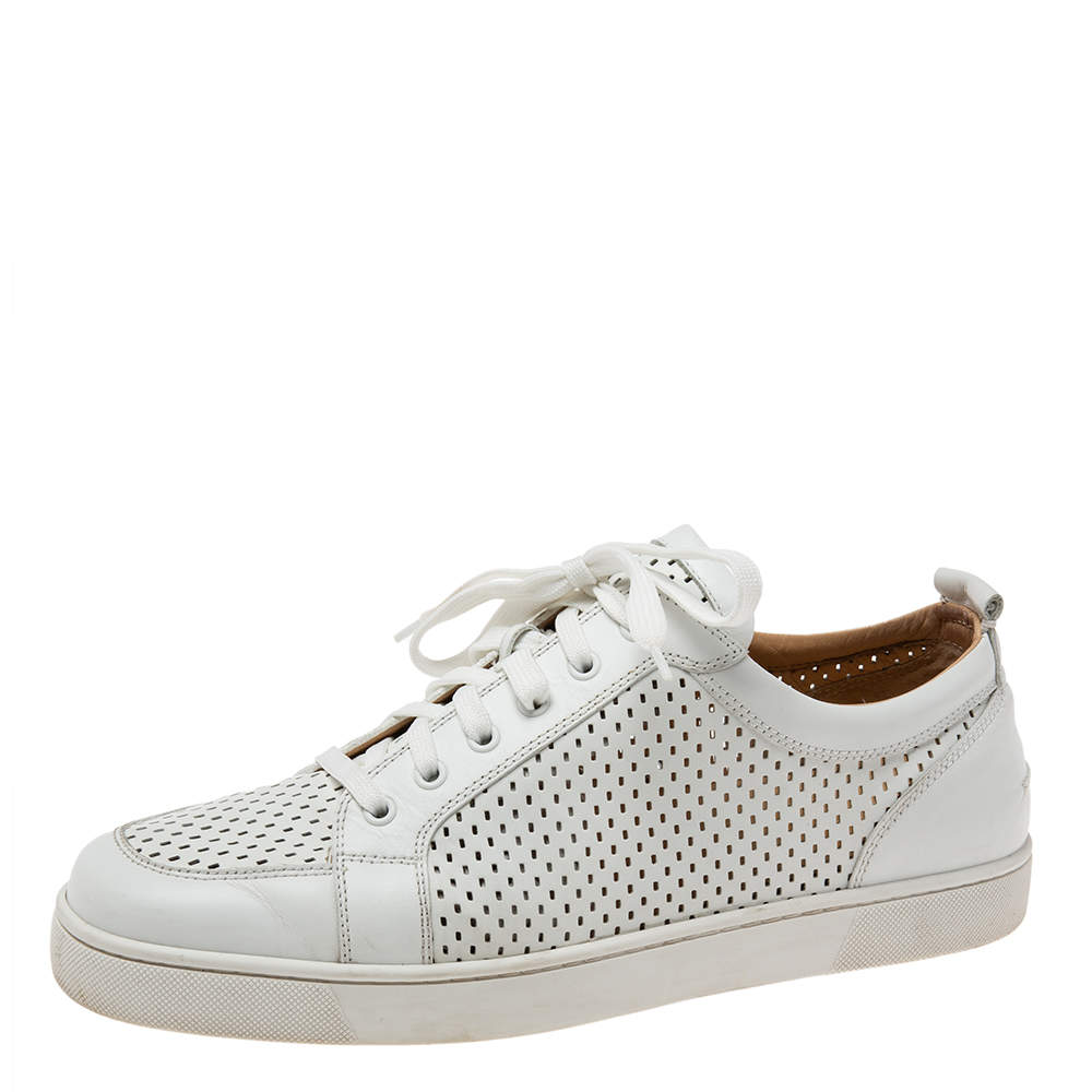 Christian louboutin White AC Rantulow Perforated Leather Low-Top Sneakers Size 46