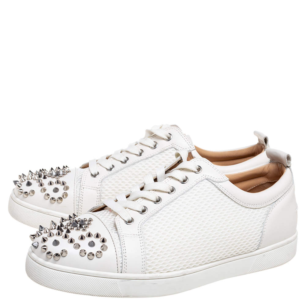 Christian Louboutin MEN'S size 44 White Spike Pik Pik Louis Rantus Sneaker  Leather ref.298068 - Joli Closet