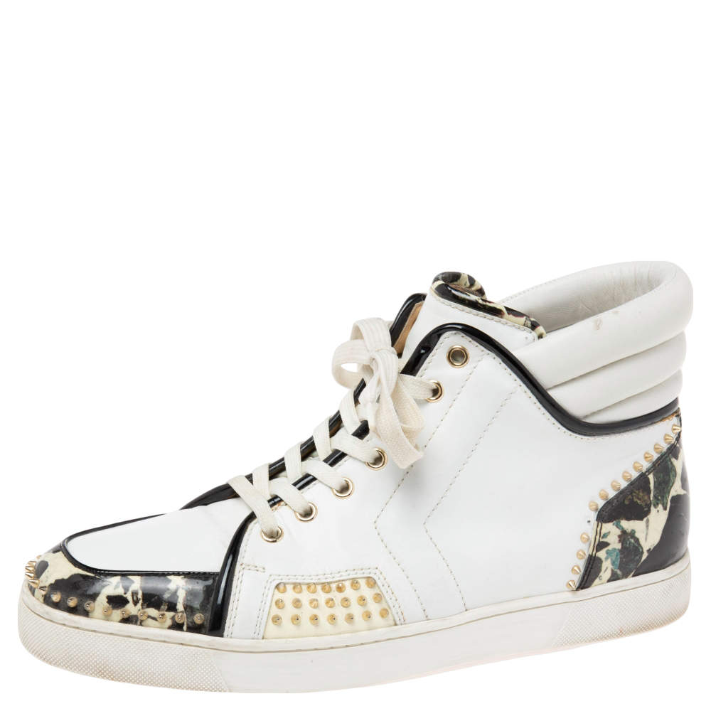 Christian Louboutin White/Black Leather And Patent Leather Sporty Dude ...