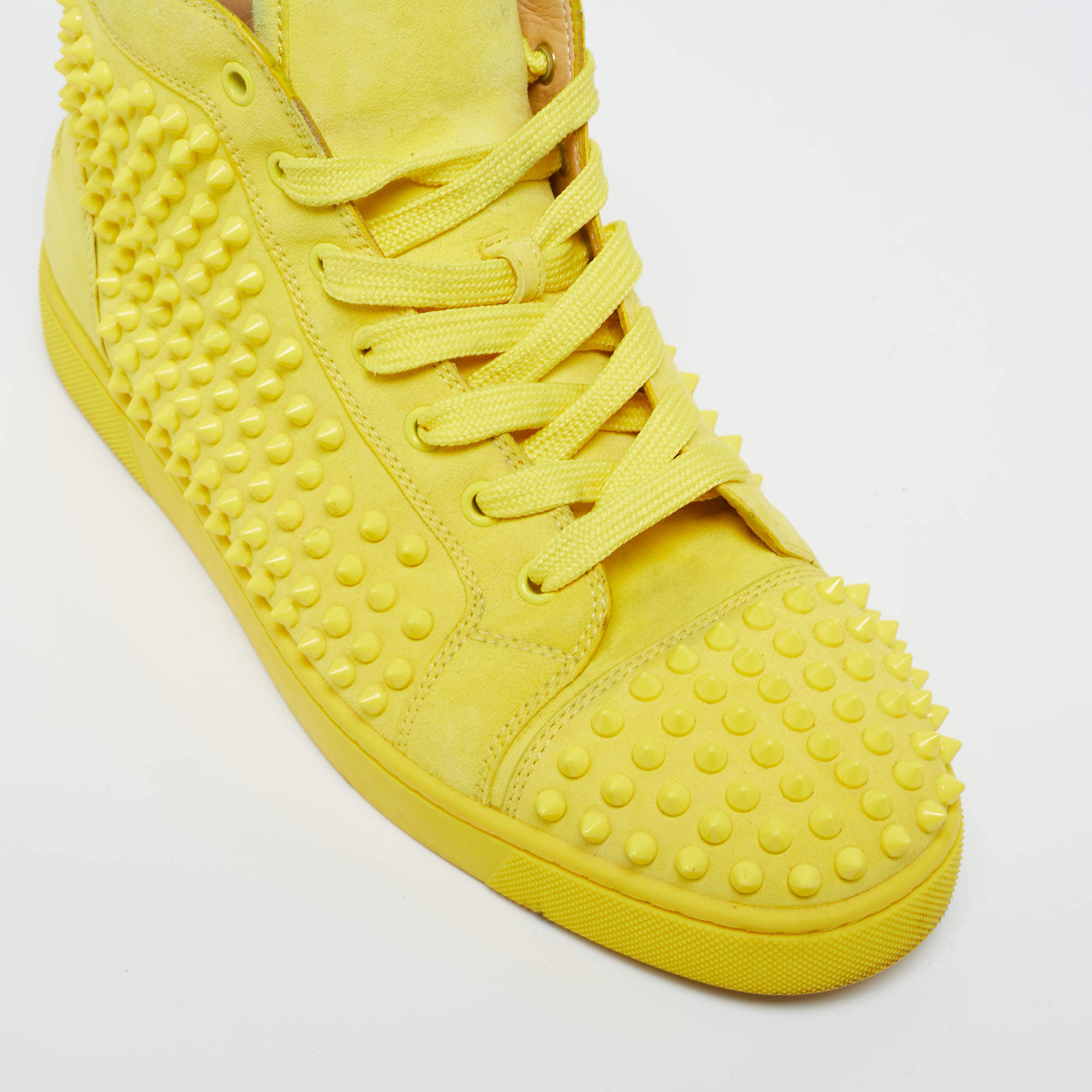 Christian Louboutin Canary Yellow Suede Louis Spike High Top Sneakers Size  42 Christian Louboutin | The Luxury Closet