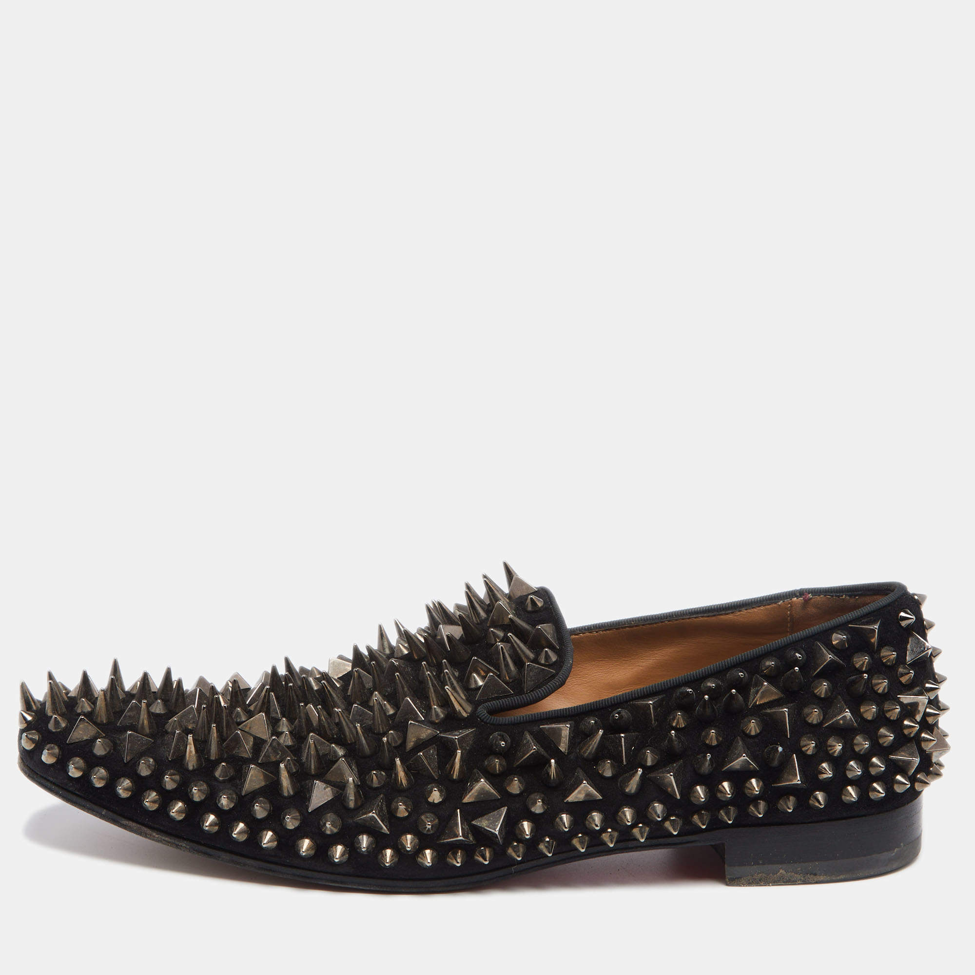 CHRISTIAN LOUBOUTIN Black Rolling Spikes Leather Loafers Size 6/36 $1295  Retail
