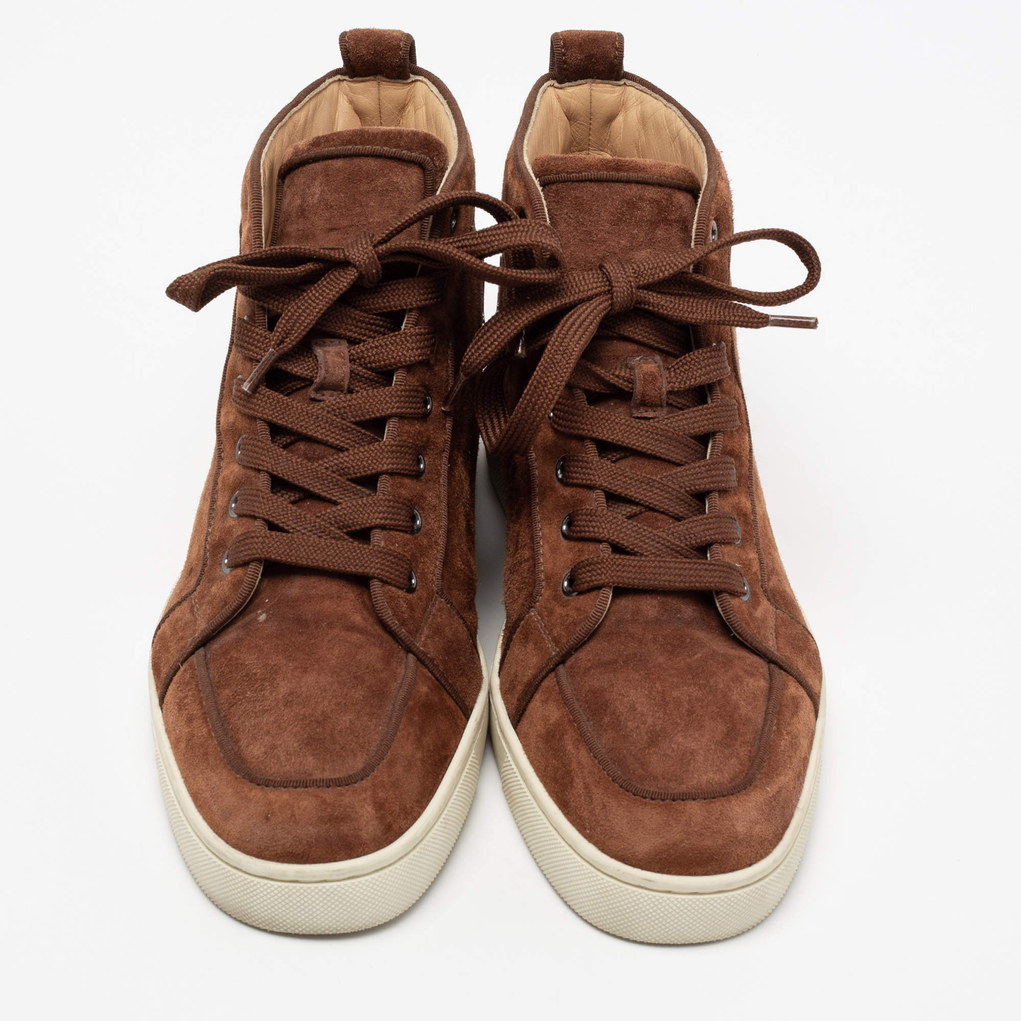 Pre Owned Christian Louboutin  Brown Suede Rantus Orlato High Top Sneakers Size 41