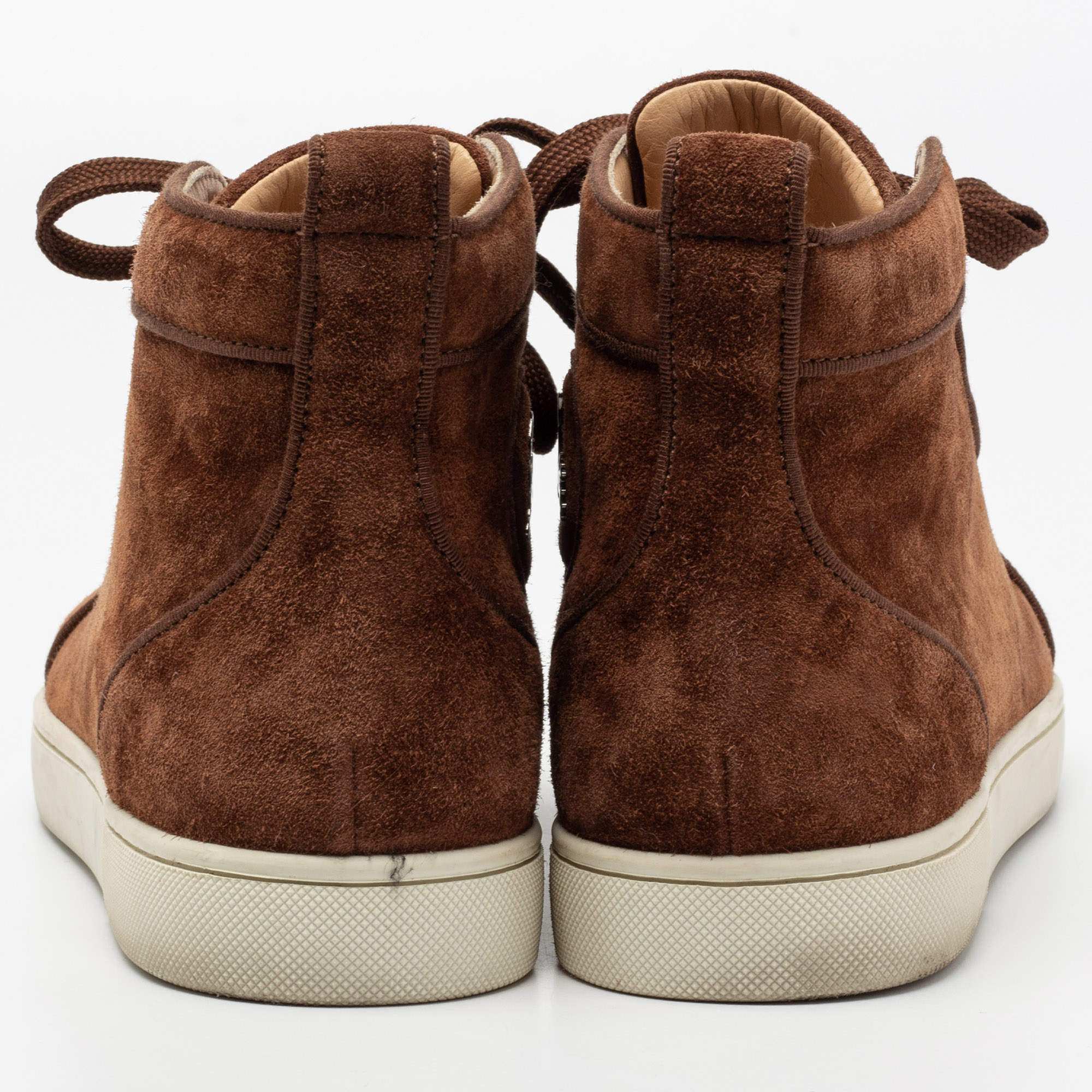 Pre Owned Christian Louboutin  Brown Suede Rantus Orlato High Top Sneakers Size 41