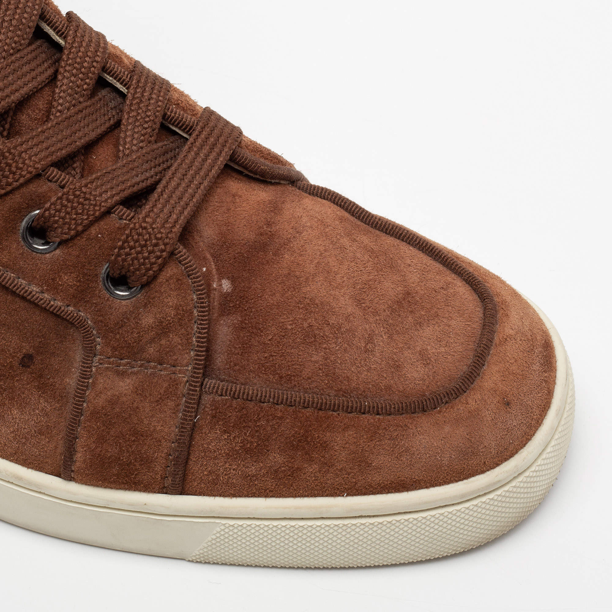 Pre Owned Christian Louboutin  Brown Suede Rantus Orlato High Top Sneakers Size 41