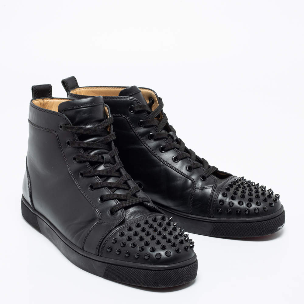 CHRISTIAN LOUBOUTIN LOUIS JUNIOR SPIKES SHOES 44 LEATHER SNEAKERS SHOES  Black ref.976466 - Joli Closet