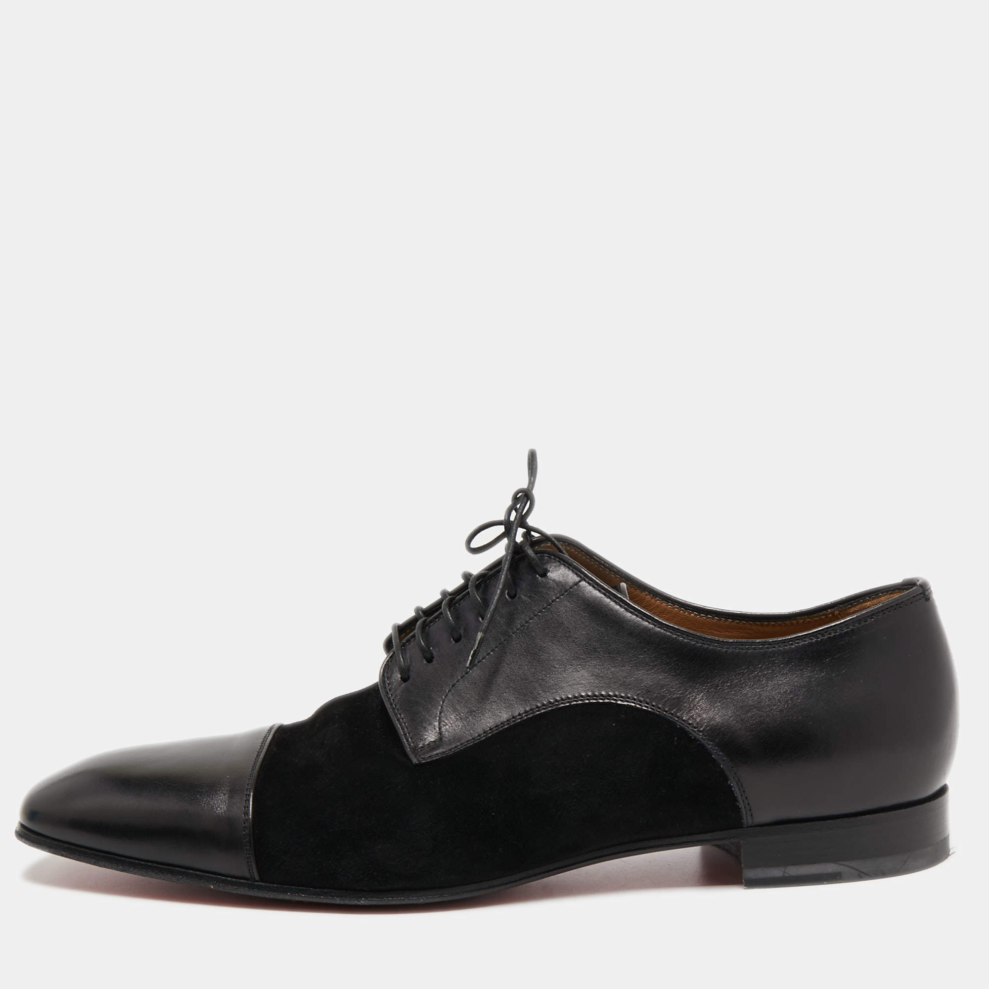 Christian Louboutin Black Leather and Suede Lace Up Derby Size 43