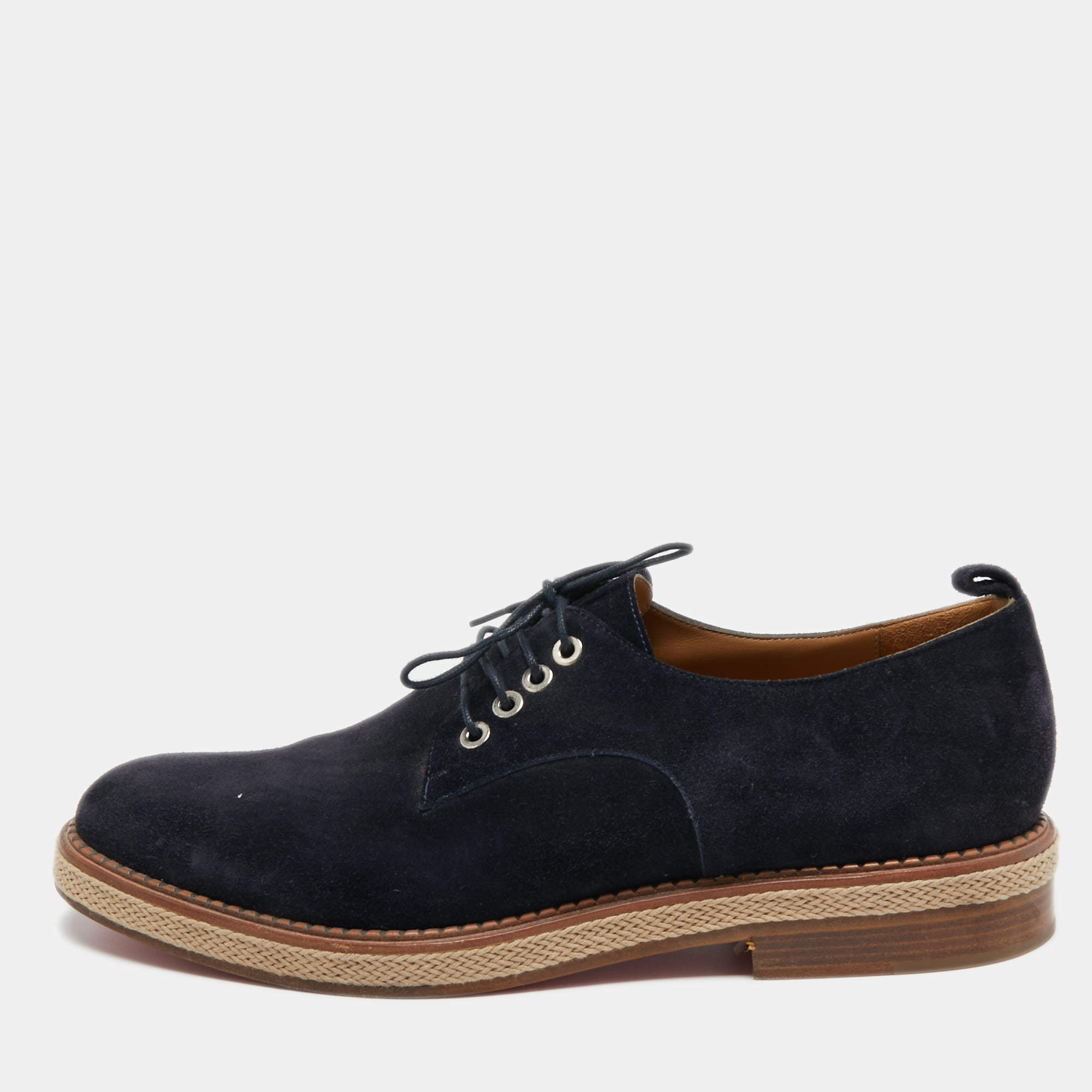 Christian Louboutin Navy Blue Suede Lace Up Derby Size 43