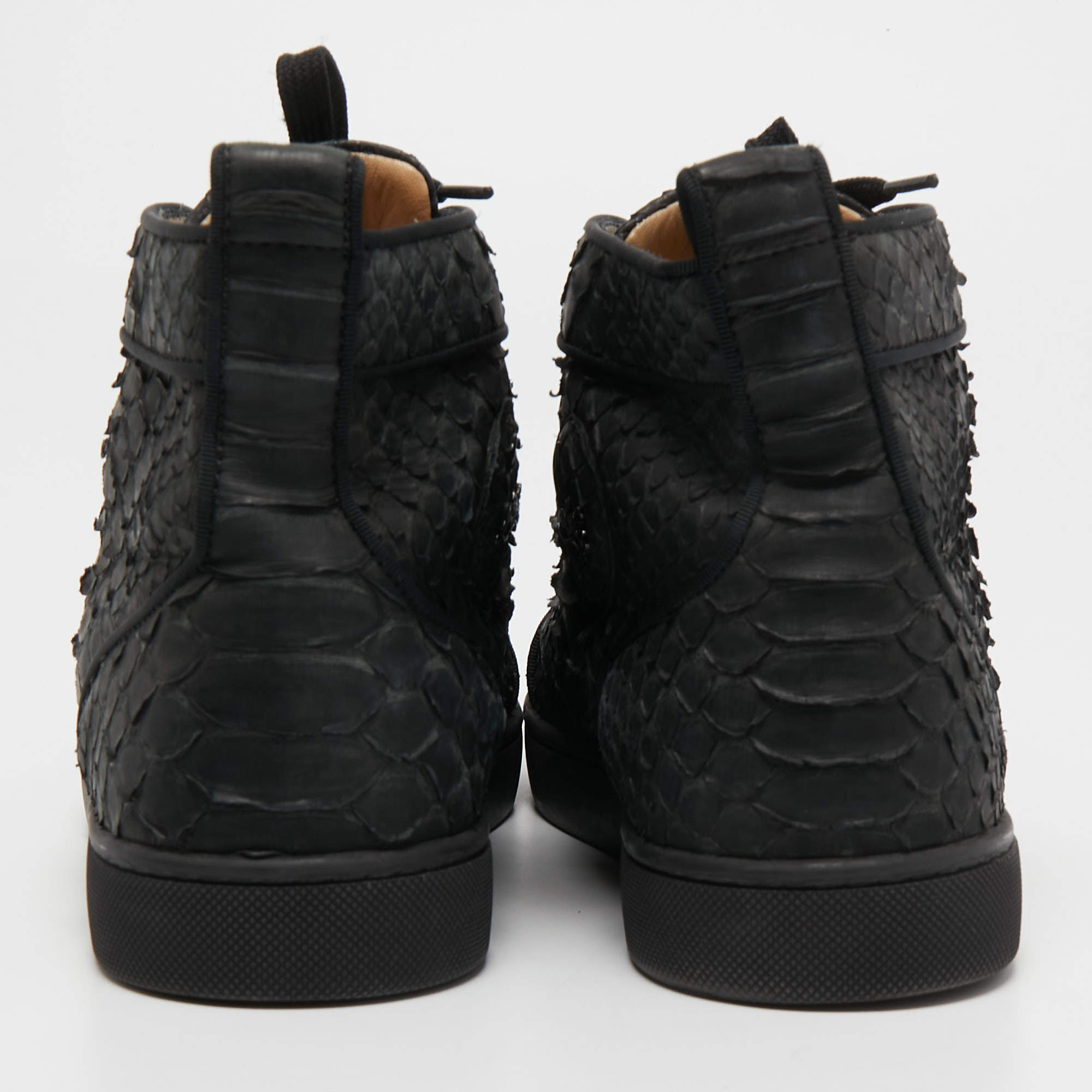 Christian Louboutin Black Python Louis Orlato High Top Sneakers Size 41.5 Christian  Louboutin