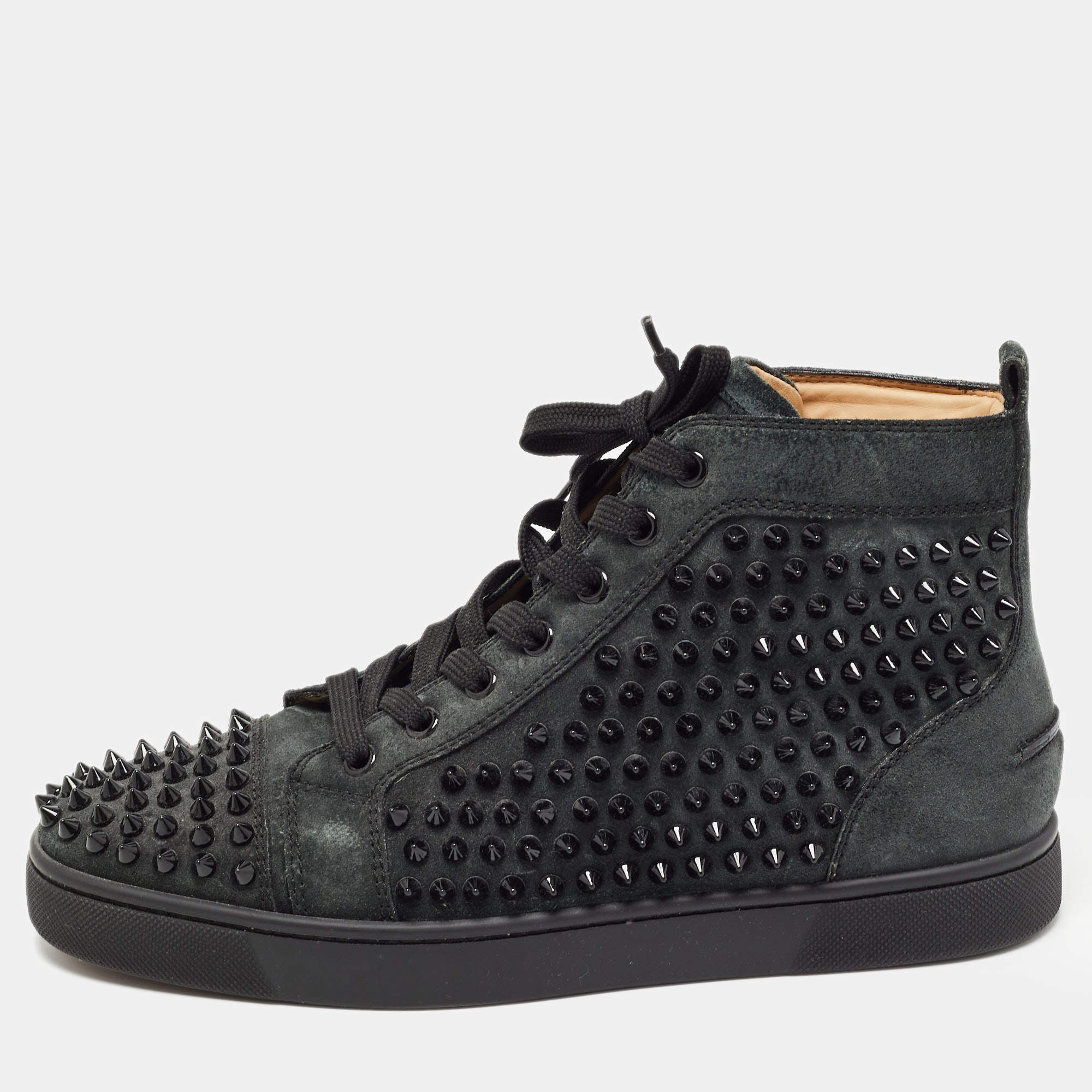 Christian Louboutin Louis Orlato Suede And Mesh High-top Black