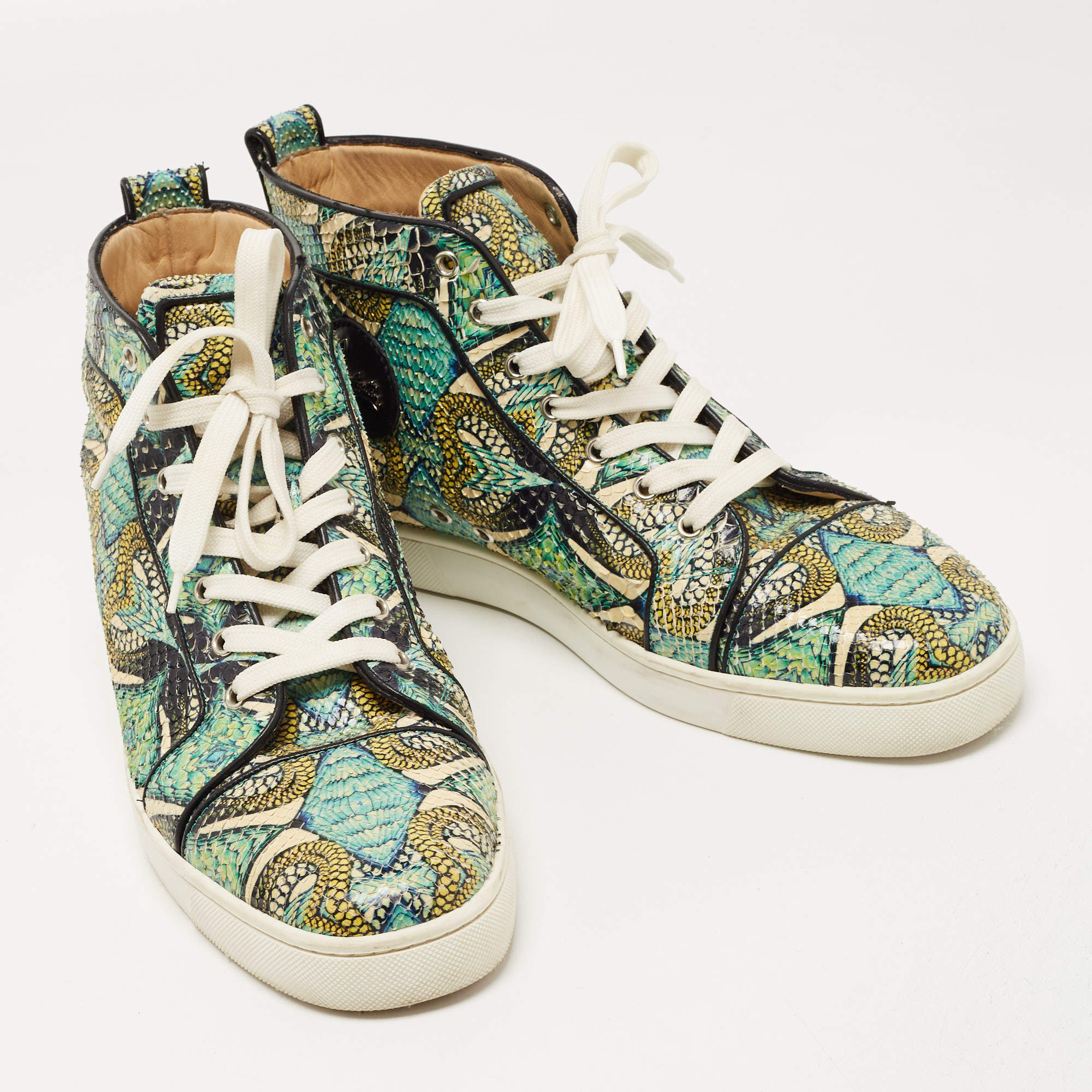 Christian Louboutin Green/Blue Hand Painted Python Inferno