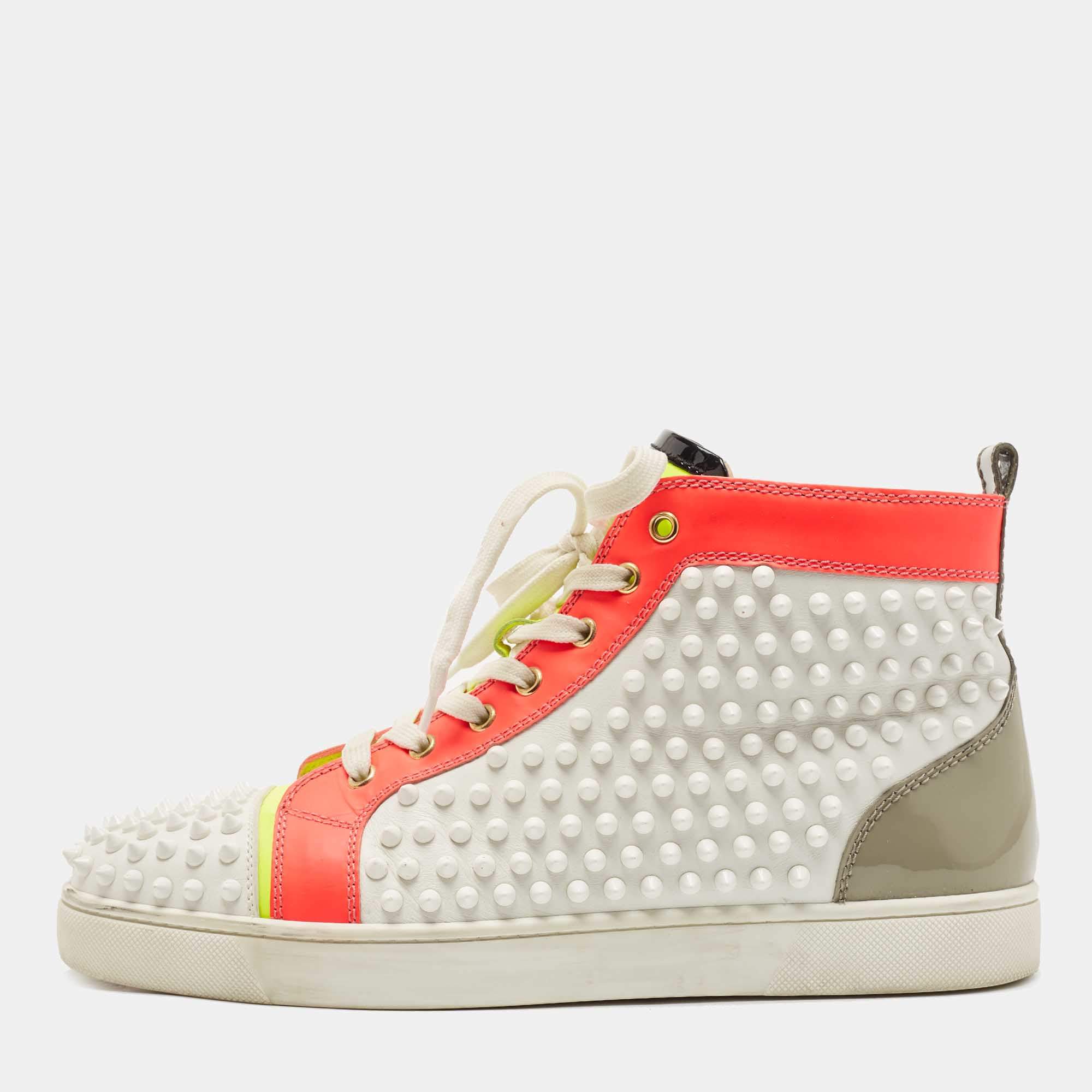 Christian Louboutin High Top Spikes Sneakers White Size 42 US 9