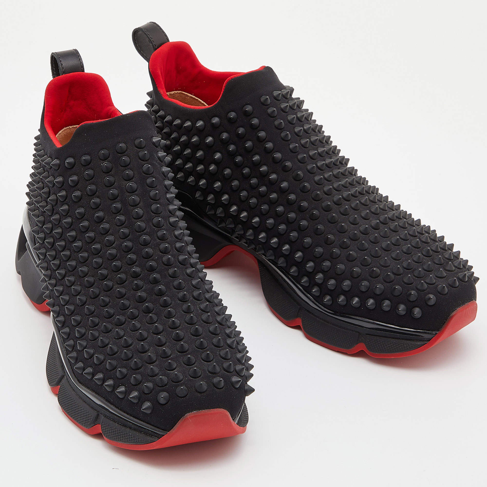 Christian Louboutin Black Neoprene Spike Sock Slip-On Sneakers Size 39 Christian  Louboutin