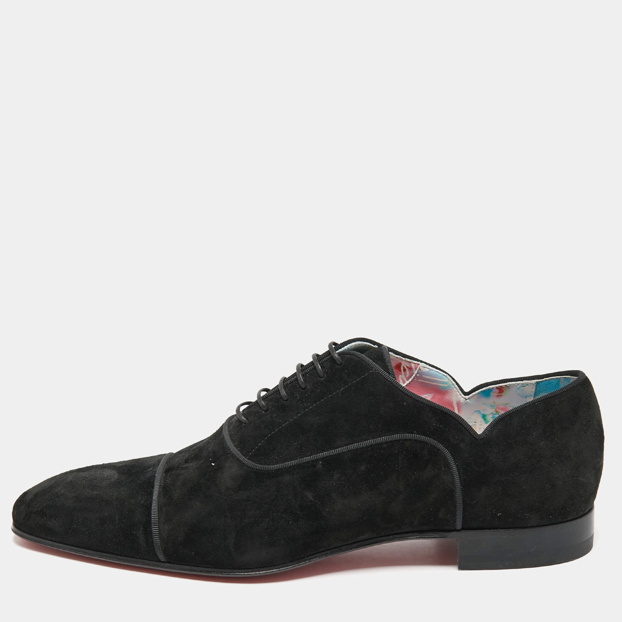 Christian Louboutin Black/White Canvas Greggo Lace Up Espadrille Size 42