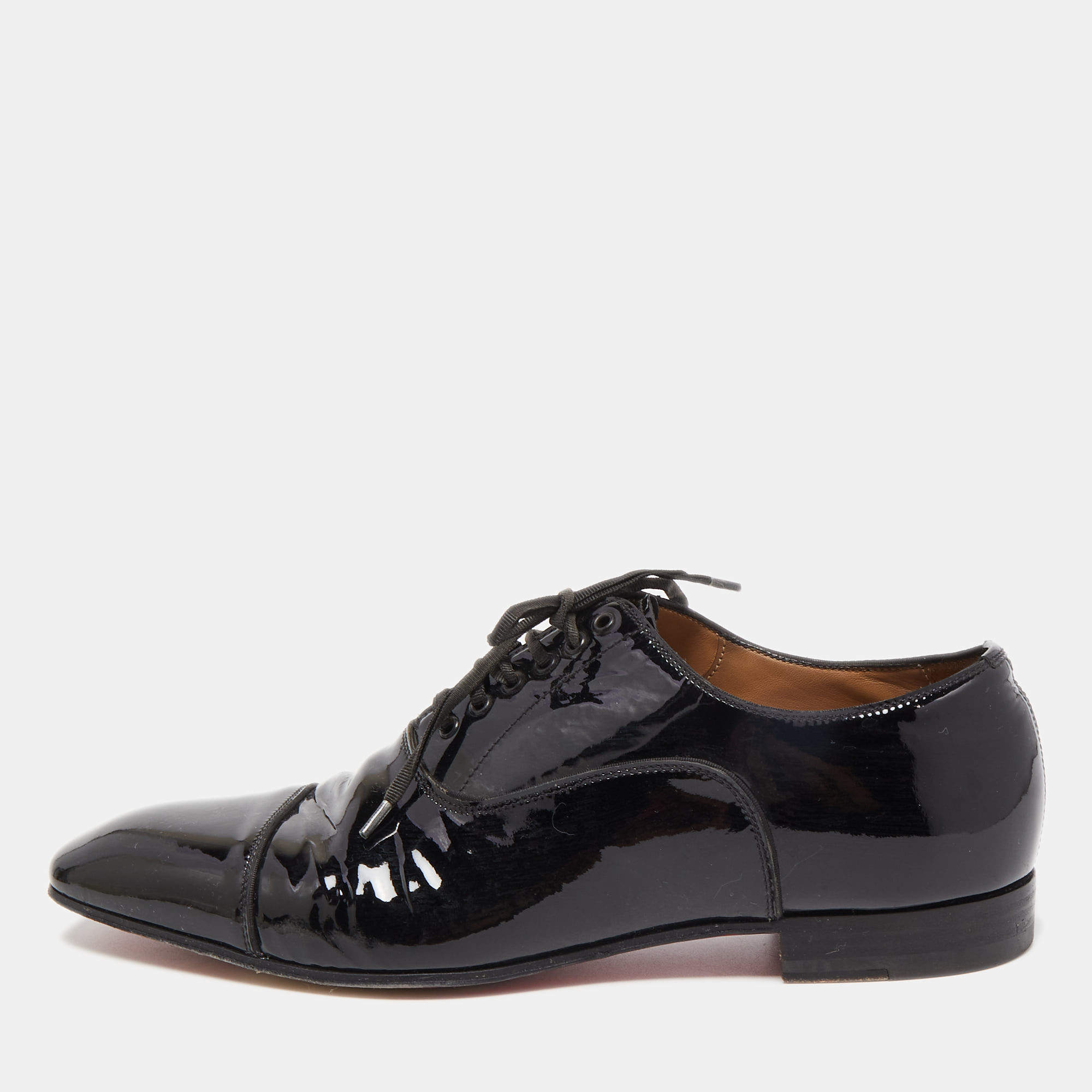 Christian Louboutin Black Patent Leather Cap Top Oxford Size 43