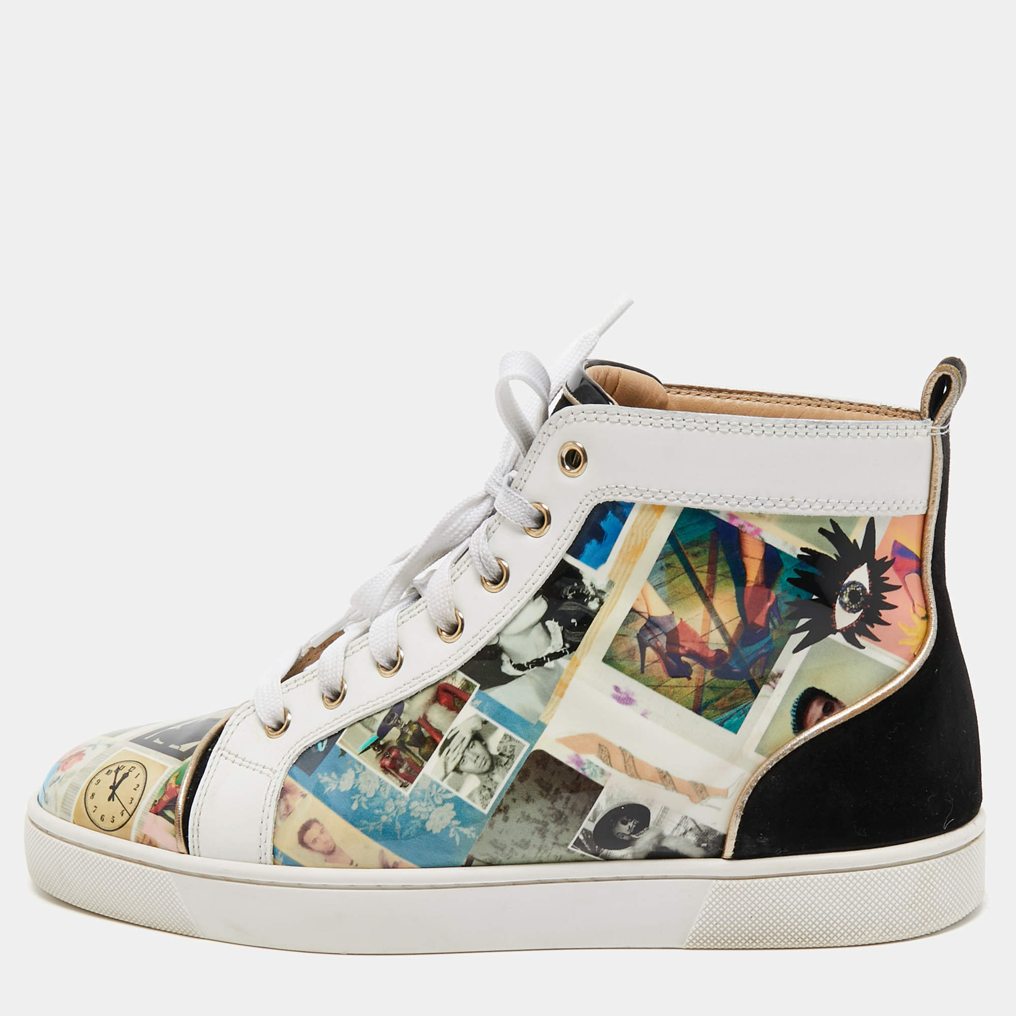Pre Owned Christian Louboutin Multicolor Patent Leather and Suede Louis Orlato Sneakers Size 42